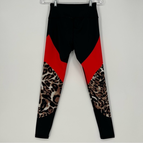 NEW Yelete Womens Active Leggings Workout Black/Red/Leopard Waist Pocket - Picture 2 of 13